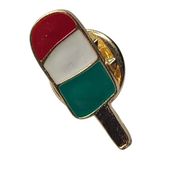 Miniblings Popsicle Ice Cream Gelato Lapel Pin Stripes Italy Mexico Flag Colors - Picture 1 of 5